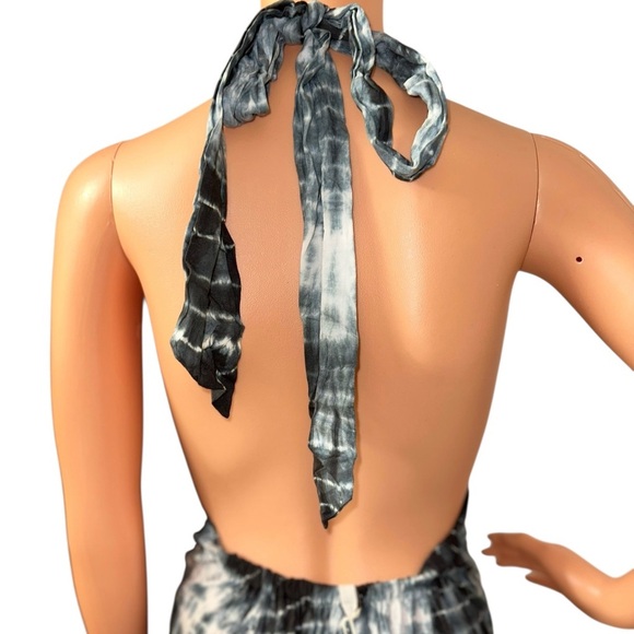 NWT | ELAN | Women’s Tie Dye Striped Black/Gray Halter Maxi Resort Dress Sz LG - Picture 4 of 7